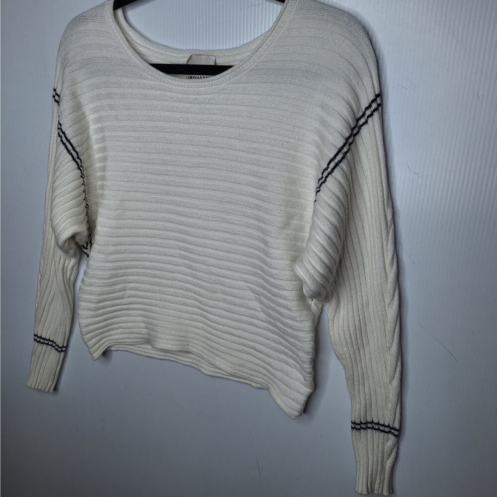 Industry Ribbed Varsity Sweater Small Dolman Sleeve Black and White Slouchy Soft - Picture 3 of 11
